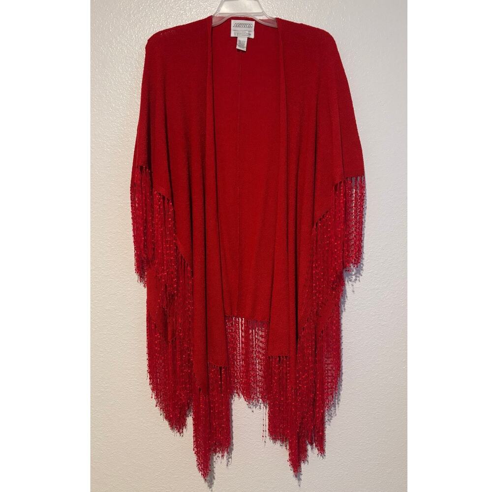 Sideffects Vintage Red Fringe Ruana Wrap Festival Western Romantic Whimsigoth